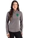 Seattle Sounders FC Cutter & Buck Prospect Recycled Featherlight Stretch Womens Quarter Zip Elemental Grey Front Thumbnail Image