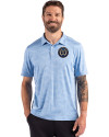 Philadelphia Union Cutter & Buck Coastline Recycled Double Peached Camo Print Mens Polo Atlas Light Blue Front Thumbnail Image