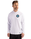 Charlotte FC Cutter & Buck Prospect Recycled Featherlight Stretch Mens Hooded Pullover White Front Thumbnail Image