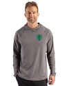 Seattle Sounders FC Cutter & Buck Prospect Recycled Featherlight Stretch Mens Hooded Pullover Elemental Grey Front Thumbnail Image