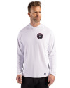 Inter Miami CF Cutter & Buck Prospect Recycled Featherlight Stretch Mens Hooded Pullover White Front Thumbnail Image