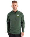 Portland Timbers Cutter & Buck Prospect Recycled Featherlight Stretch Mens Quarter Zip Hunter Green Front Thumbnail Image
