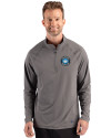 Charlotte FC Cutter & Buck Prospect Recycled Featherlight Stretch Mens Quarter Zip Elemental Grey Front Thumbnail Image