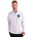 Seattle Sounders FC Cutter & Buck Prospect Recycled Featherlight Stretch Mens Quarter Zip White Front Thumbnail Image