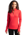 Cutter & Buck Traverse Recycled Stretch Womens Quarter Zip Red Front Thumbnail Image
