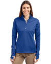 Cutter & Buck Traverse Recycled Stretch Womens Quarter Zip Tour Blue Front Thumbnail Image