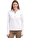 Cutter & Buck Traverse Recycled Stretch Womens Quarter Zip White Front Thumbnail Image