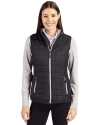 View image 7: Cutter & Buck Rainier Recycled Insulated Puffer Womens Full Zip Vest Black Front