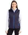 View image 18: Cutter & Buck Rainier Recycled Insulated Puffer Womens Full Zip Vest Dark Navy Front
