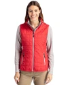 View image 51: Cutter & Buck Rainier Recycled Insulated Puffer Womens Full Zip Vest Red Front