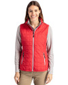 Cutter & Buck Rainier Recycled Insulated Puffer Womens Full Zip Vest Red Front Thumbnail Image