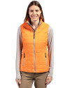 Cutter & Buck Rainier Recycled Insulated Puffer Womens Full Zip Vest Satsuma Front Thumbnail Image