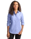 View image 1: Cutter & Buck Easy Care Stretch Oxford Womens Long Sleeve Button Down Shirt French Blue Front