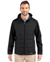 Cutter & Buck Evoke Epic Versatility Recycled Hybrid Softshell Mens Full Zip Hooded Jacket Black Front Thumbnail Image
