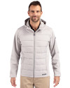Cutter & Buck Evoke Epic Versatility Recycled Hybrid Softshell Mens Full Zip Hooded Jacket CONCRETE Front Thumbnail Image