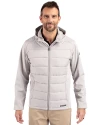Cutter & Buck Evoke Epic Versatility Recycled Hybrid Softshell Mens Full Zip Hooded Jacket CONCRETE Front Thumbnail Image