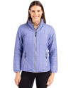 Cutter & Buck Rainier Recycled Insulated Puffer Womens Full Zip Jacket Hyacinth Melange Front Thumbnail Image