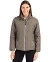 Cutter & Buck Rainier Recycled Insulated Puffer Womens Full Zip Jacket Poplar Melange Front Thumbnail Image