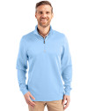 Cutter & Buck Traverse Recycled Stretch Mens Quarter Zip Atlas Light Blue Front Thumbnail Image
