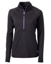 Cutter & Buck Adapt Recycled Soft Knit Stretch Womens Half Zip Pullover Black/College Purple Mannequin Thumbnail Image