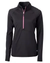Cutter & Buck Adapt Recycled Soft Knit Stretch Womens Half Zip Pullover Black/Gelato Mannequin Thumbnail Image
