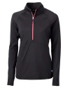 Cutter & Buck Adapt Recycled Soft Knit Stretch Womens Half Zip Pullover Black/Red Mannequin Thumbnail Image