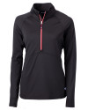 Cutter & Buck Adapt Recycled Soft Knit Stretch Womens Half Zip Pullover Black/Red Mannequin Thumbnail Image