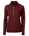 Cutter & Buck Adapt Recycled Soft Knit Stretch Womens Half Zip Pullover Bordeaux Mannequin Thumbnail Image