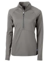 Cutter & Buck Adapt Recycled Soft Knit Stretch Womens Half Zip Pullover Elemental Grey Mannequin Thumbnail Image