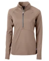 Cutter & Buck Adapt Recycled Soft Knit Stretch Womens Half Zip Pullover Mushroom Mannequin Thumbnail Image