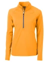 View image 92: Cutter & Buck Adapt Recycled Soft Knit Stretch Womens Half Zip Pullover Orange Burst Mannequin