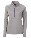 Cutter & Buck Adapt Recycled Soft Knit Stretch Womens Half Zip Pullover Polished Medium Gray Mannequin Thumbnail Image