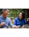 View image 108: Cutter & Buck Adapt Recycled Soft Knit Stretch Womens Half Zip Pullover Tour Blue Lifestyle 3