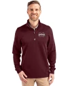 Mississippi State Bulldogs Cutter & Buck Traverse Stretch Eco Quarter Zip Mens Pullover Bordeaux Front Thumbnail Image