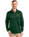 Miami Hurricanes Cutter & Buck Traverse Stretch Eco Quarter Zip Mens Pullover Hunter Green Front Thumbnail Image