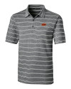 Oklahoma State Cowboys Cutter & Buck Forge Epic Confidence Recycled Heathered Stripe Stretch Mens Polo Black Mannequin Thumbnail Image