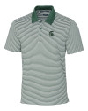 Michigan State Spartans Cutter & Buck Forge Polo Tonal Stripe Tailored Fit Hunter Green Mannequin Thumbnail Image