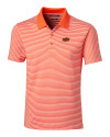 View image 1: Oklahoma State Cowboys Cutter & Buck Forge Polo Tonal Stripe Tailored Fit College Orange Mannequin