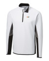 Miami Hurricanes Cutter & Buck Traverse Colorblock Stretch Quarter Zip Mens Pullover White Mannequin Thumbnail Image