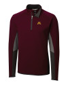 Minnesota Golden Gophers Cutter & Buck Traverse Colorblock Stretch Quarter Zip Mens Pullover Bordeaux Mannequin Thumbnail Image