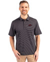 Arkansas Razorbacks Cutter & Buck Forge Pencil Stripe Stretch Mens Polo Black Front Thumbnail Image