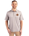 Iowa State Cyclones Cutter & Buck Forge Pencil Stripe Stretch Mens Polo Polished Medium Gray Front Thumbnail Image