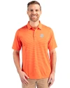 Clemson Tigers Cutter & Buck Forge Pencil Stripe Stretch Mens Polo College Orange Front Thumbnail Image