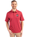 Ohio State Buckeyes- Cutter & Buck Forge Pencil Stripe Stretch Mens Polo Cardinal Red Front Thumbnail Image