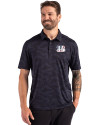 Cincinnati Bengals Americana Cutter & Buck Coastline Recycled Double Peached Camo Print Mens Polo Navy Blue Front Thumbnail Image