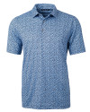 Cutter & Buck Pike Magnolia Print Stretch Mens Polo Atlas/Navy Blue Mannequin Thumbnail Image