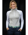 Cutter & Buck Forge Tonal Stripe Stretch Half Zip Womens Top White/Polished Lifestyle 2 Thumbnail Image
