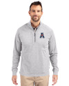 American Conference Cutter & Buck Adapt Recycled Soft Knit Stretch Mens Heathered Quarter Zip Pullover  Polished Heather Front Thumbnail Image