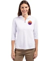 Colorado Rockies City Connect- Cutter & Buck Virtue Recycled Featherlight Pique Womens Half Zip Hooded Pullover White Front Thumbnail Image