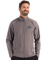 Washington Nationals City Connect- Cutter & Buck Adapt Recycled Soft Knit Stretch Mens Hybrid Full Zip Jacket Elemental Grey Front Thumbnail Image